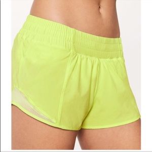 Lululemon Neon Yellow Hotty Hot shorts